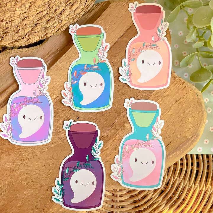 BPR by Christy – wholesale Klistermärke – Söt spökfigur på burk | Glansigt vattenbeständigt vinyl