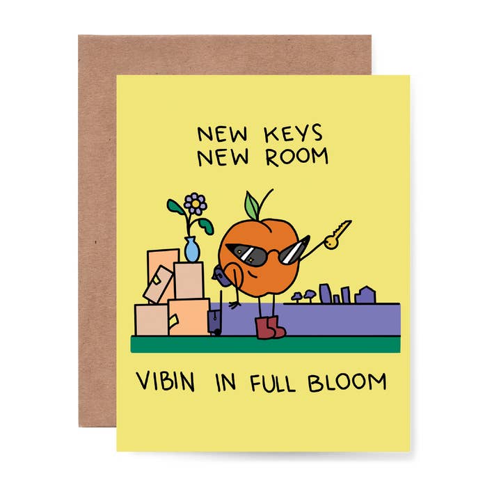 New Keys, New Room, Vibin in Full Bloom Greeting Card for wholesale by Bring Aloha