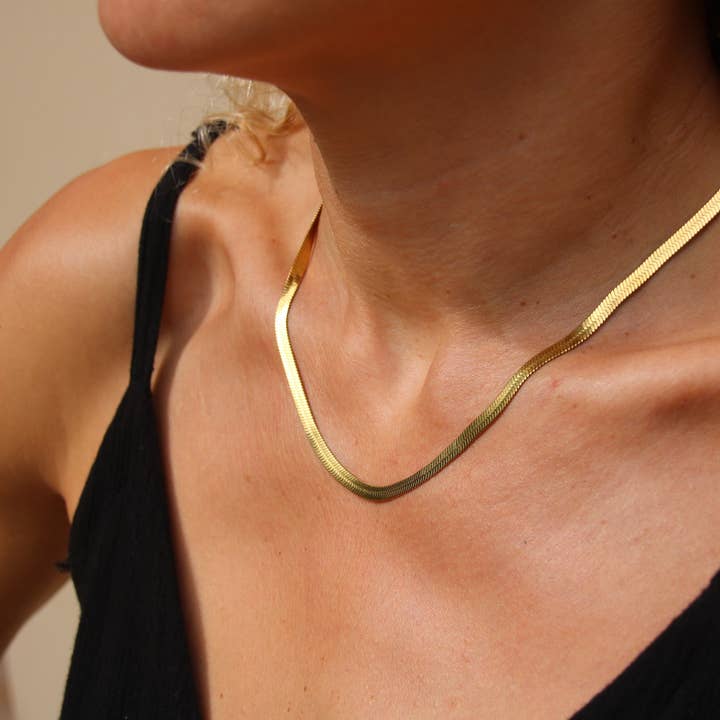 Slangketting van roestvrij staal met 18-karaats goudlaag voor wholesale door Positiva Jewelry