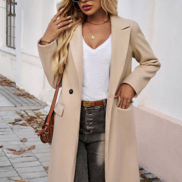Manteau à col Monaco en laine mélangée pour la vente par Revella The Label