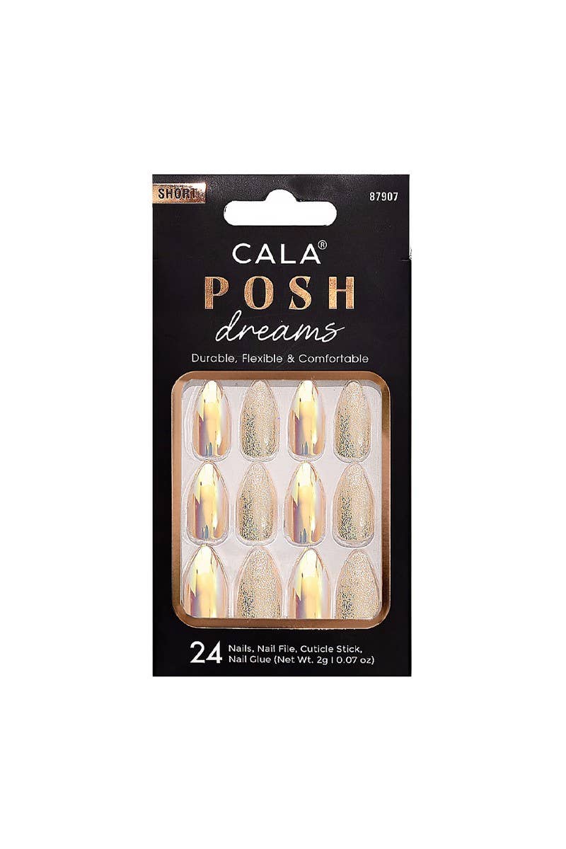 CALA 87907 Posh Dreams Peach Glitter Press On NAILS - 6 kits