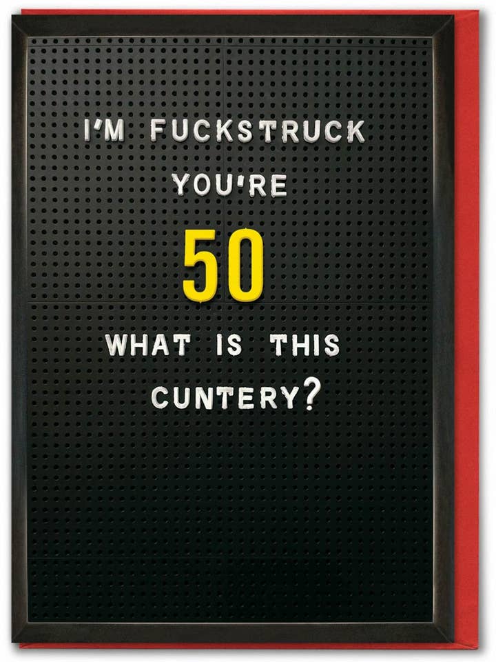 Funny Age Card - Fuckstruck You're 50 for wholesale by Brainbox Candy