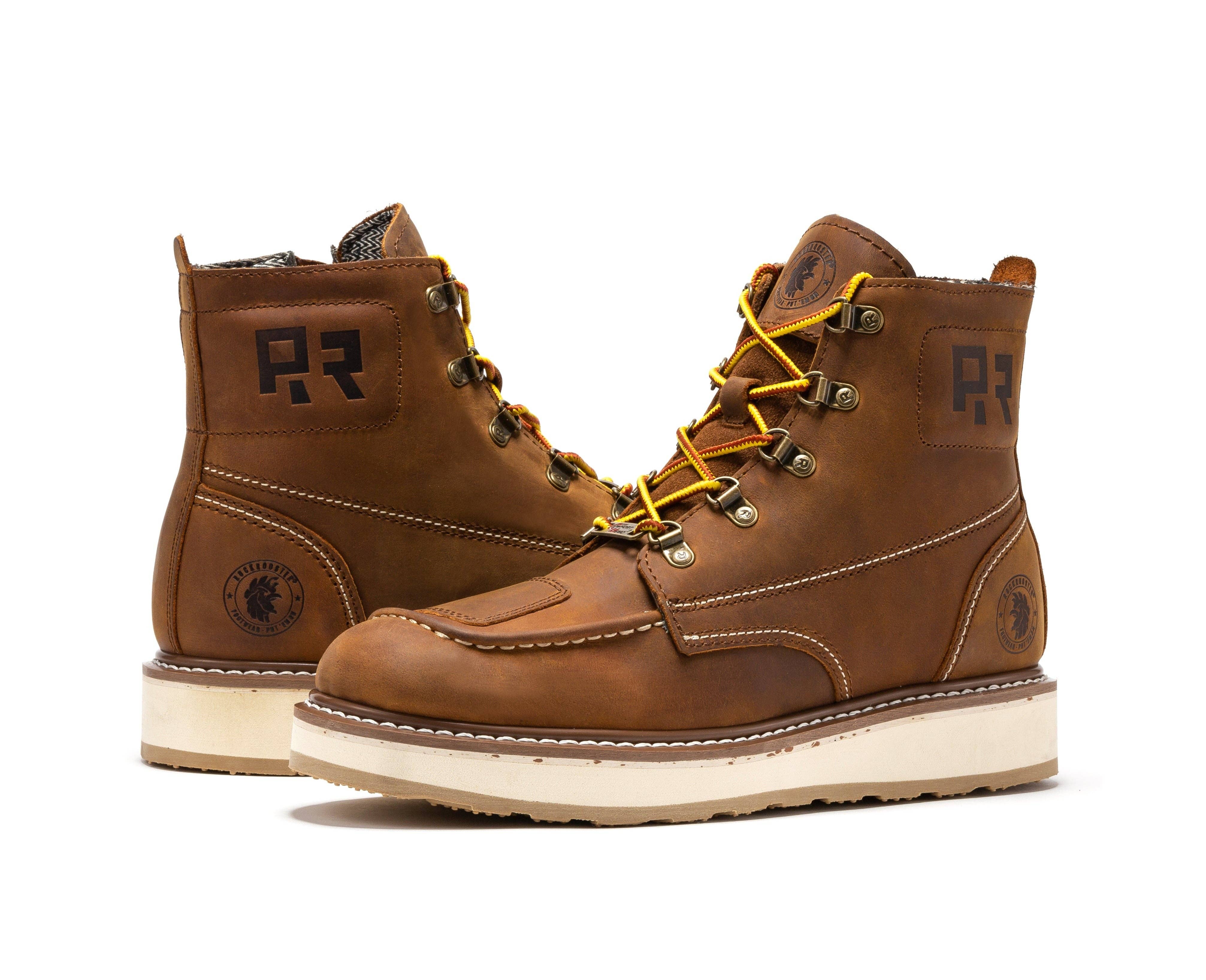 Rock Rooster Footwear - Wholesale Boots - Unisex - ROCKROOSTER Magnolia Men's 6 inch Brown Zip Sided Soft Toe Wedge Work Boots SAP3099