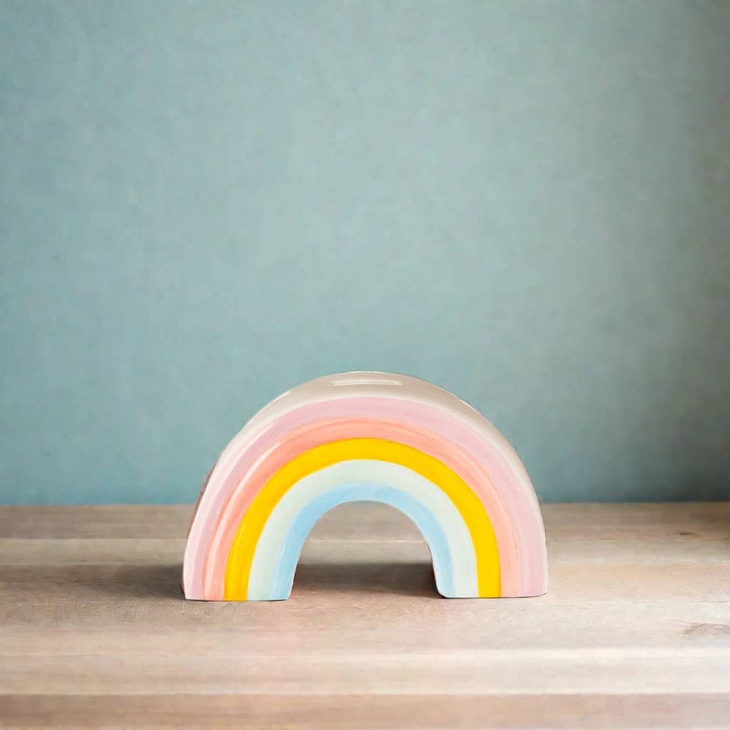 Creative Gifts International Inc. - Venta al por mayor Tarro de monedas/hucha de cerdito - Hucha cerámica con diseño de arcoíris