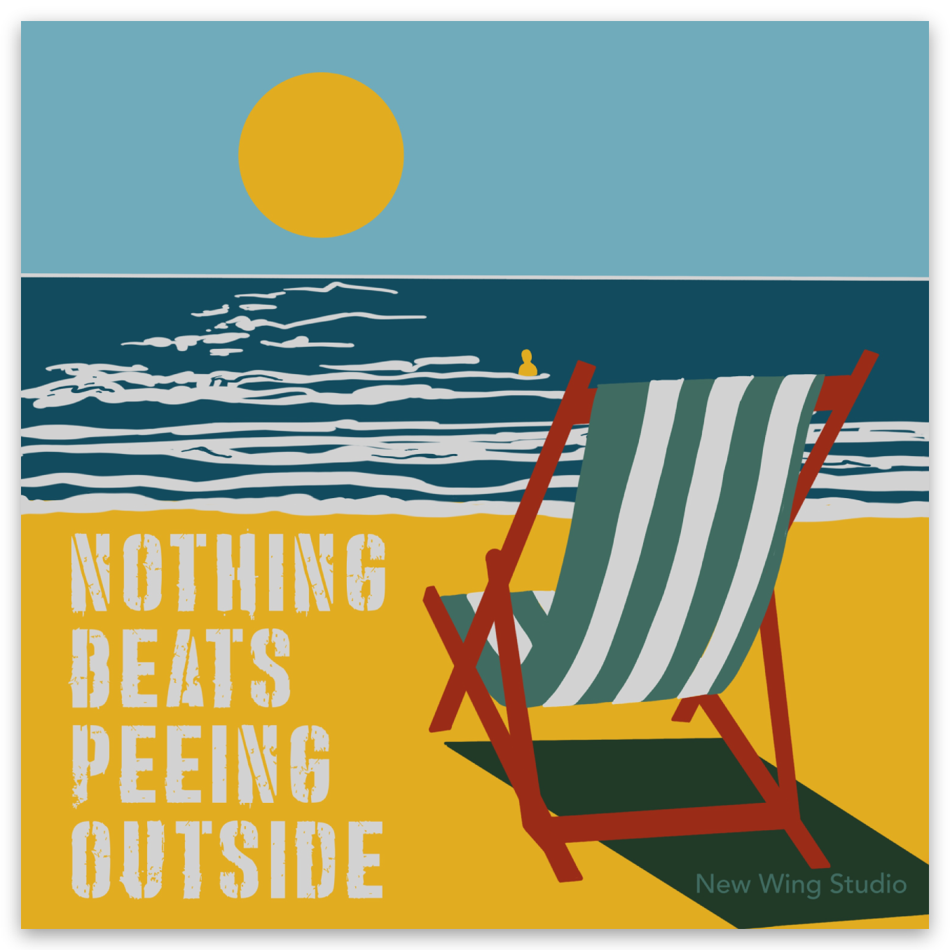 New Wing Studio - Vente Autocollant - AUTOCOLLANTS Rien ne vaut le fait de faire pipi sur la plage1