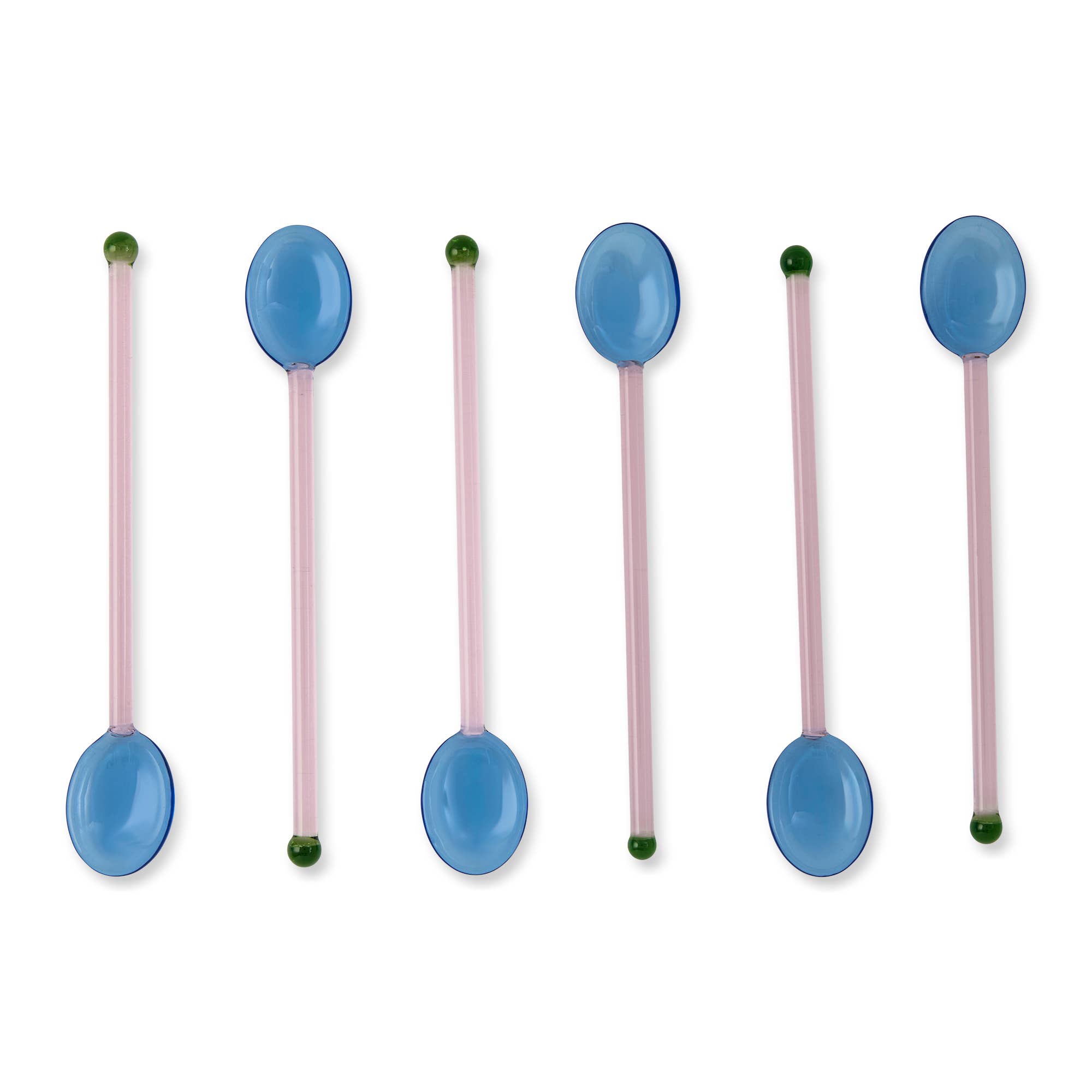 Core Home - Wholesale Table Spoon (Cutlery) - 6pk Straight Handle Glass Spoons - Blue/Pink1
