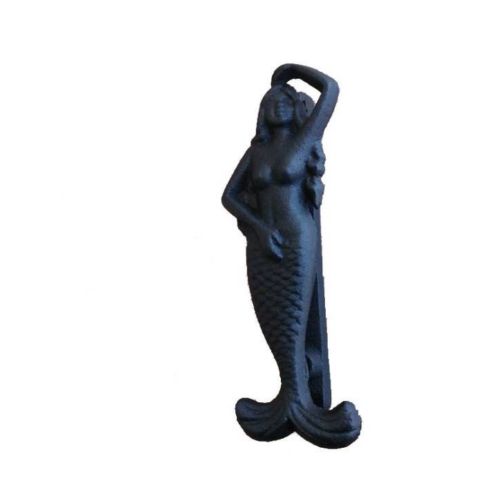 Rustic Black Cast Iron Mermaid Door Knocker 7" for wholesale by Hampton Nautical