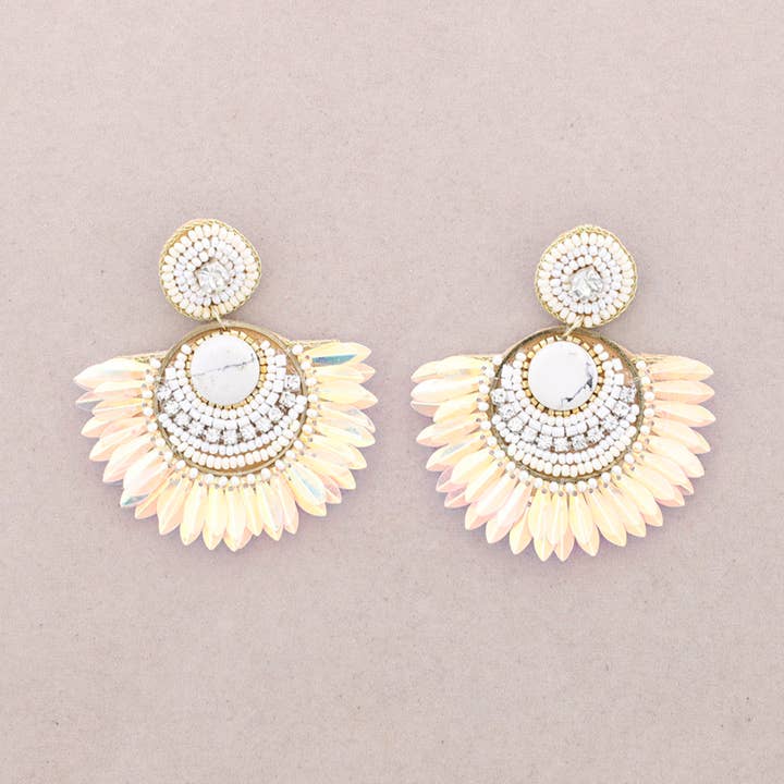 PENDIENTES ABANICO CUENTAS LENTEJUELAS para venta al por mayor de Sonata