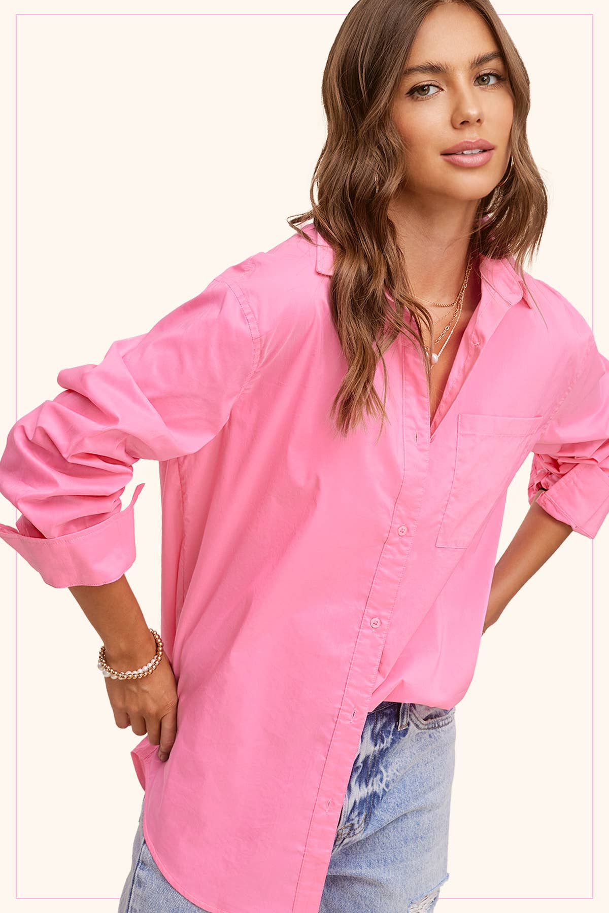 La Miel - Vente Chemise à col boutonné – femme - SRT7809-Chemises Classiques en Popeline à Col et Boutons1