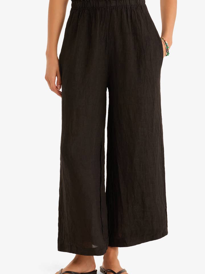 Pantaloni in lino The Arches in nero per la vendita all'ingrosso da parte di Marché