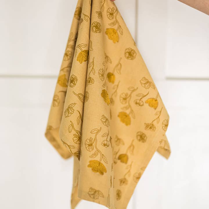 Galley and Fen - Wholesale Tea Towel - Yellow Poppy Embroidered Tea Towel4