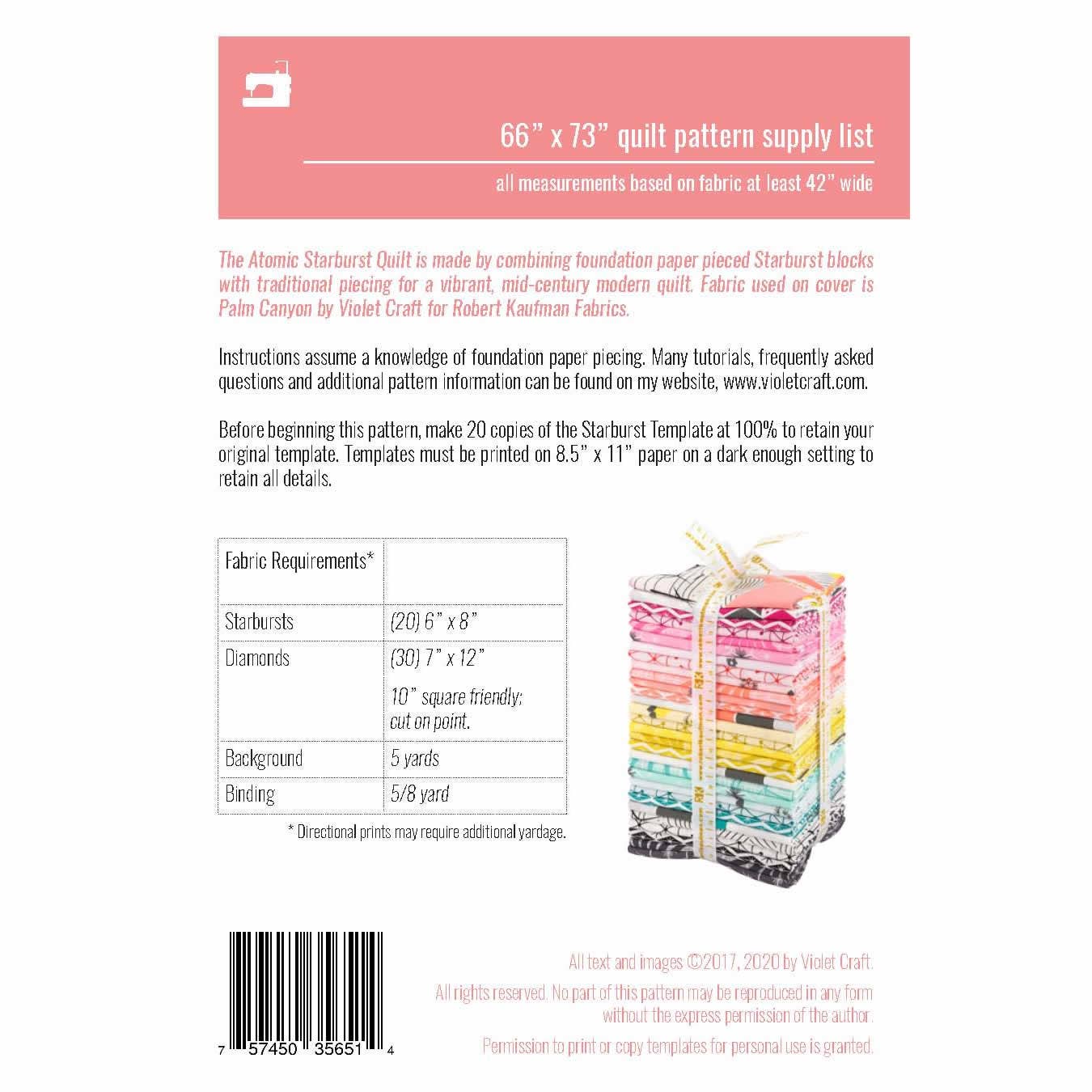 Violet Craft - Wholesale Quilt - VC020: The Atomic Starburst Quilt1