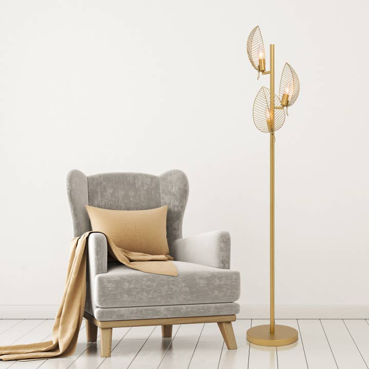 River of Goods - Wholesale Floor Lamp - 59.25"H Noelle Gold Leaf Shade Floor Lamp3