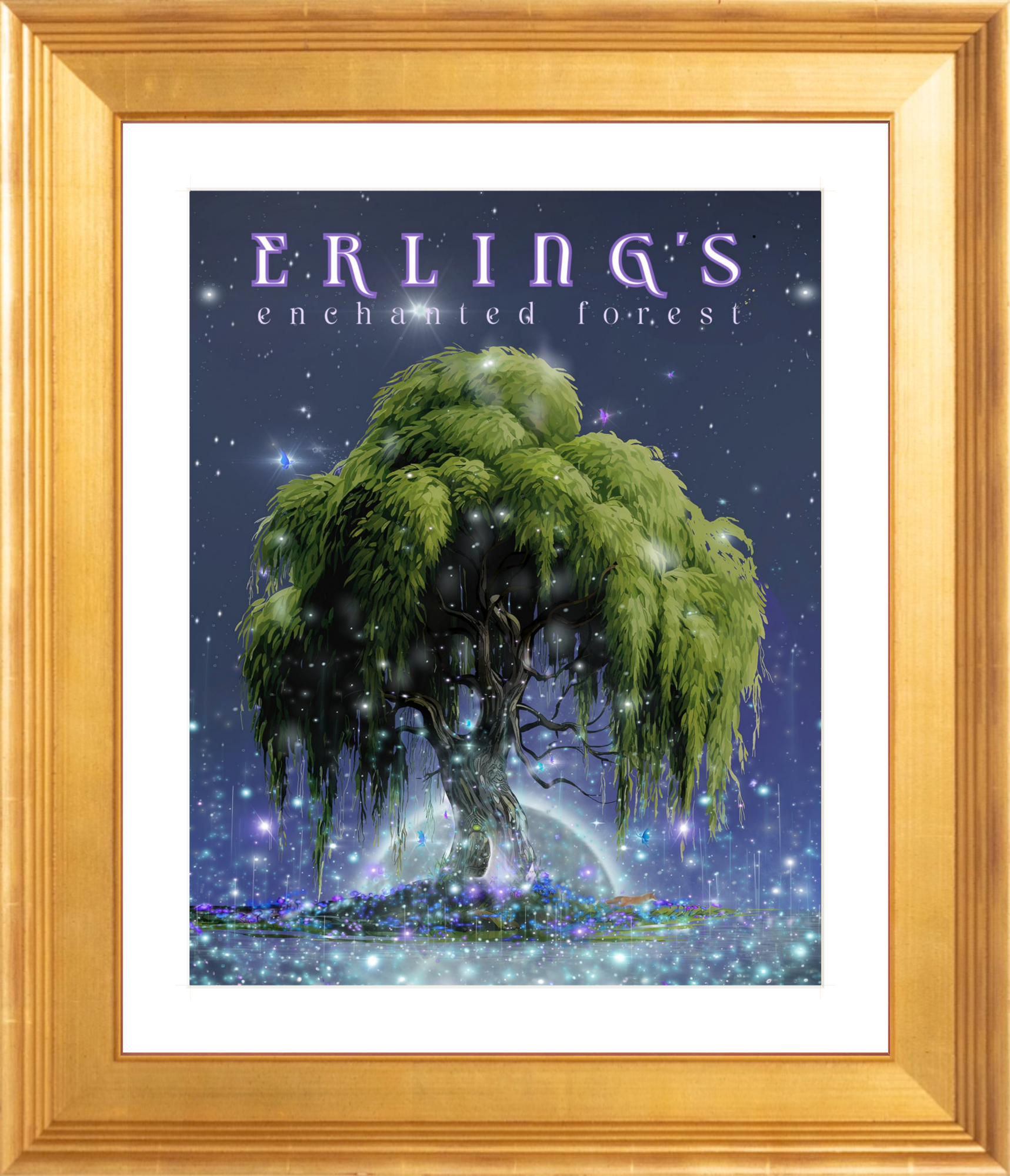 Erling's Enchanted Forest – wholesale Väggdekor - Barn och baby – Erlings förtrollade skog - TWILIGHT Inramad tryck2