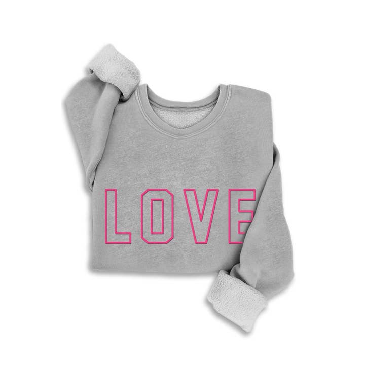 HRTandLUV - Wholesale Graphic Sweatshirt - Women's - LOVE PUFF PRINT MINERAL SWEATSHIRTS