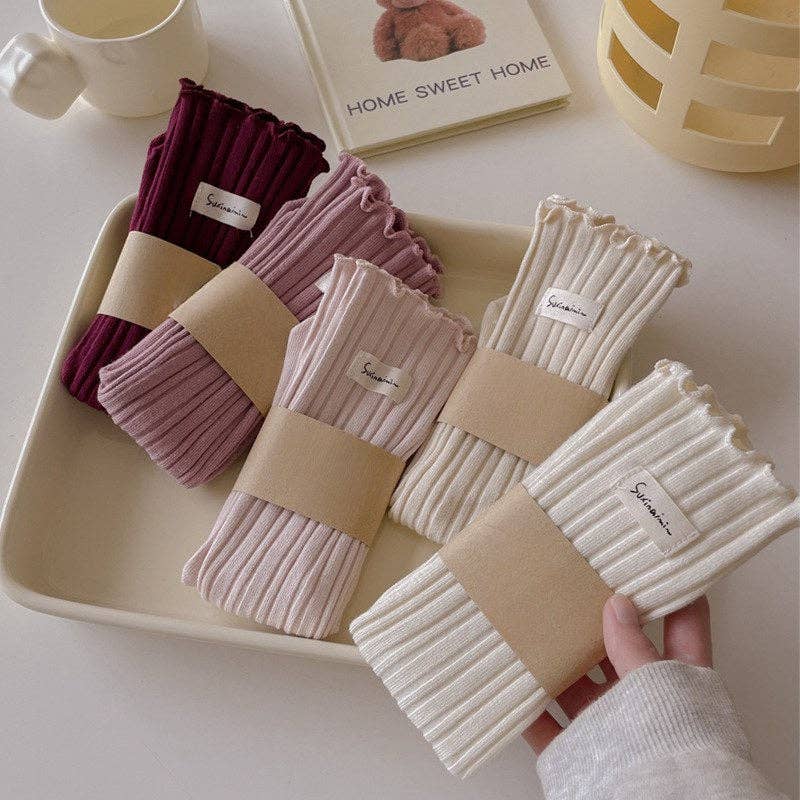 Dipped Shop - Wholesale Socks - Women's - Sweet Solid Color Flounce Soft Socks DP25A4508