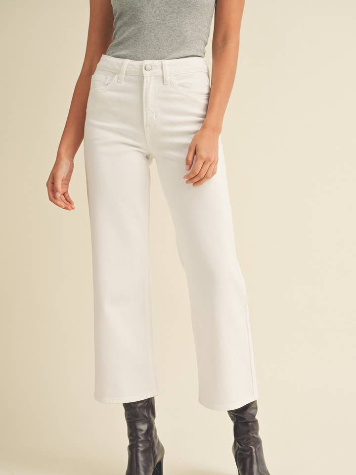 JP239 - WHT - Schmales, weites Bein für den Großhandel von Just USA Jeans