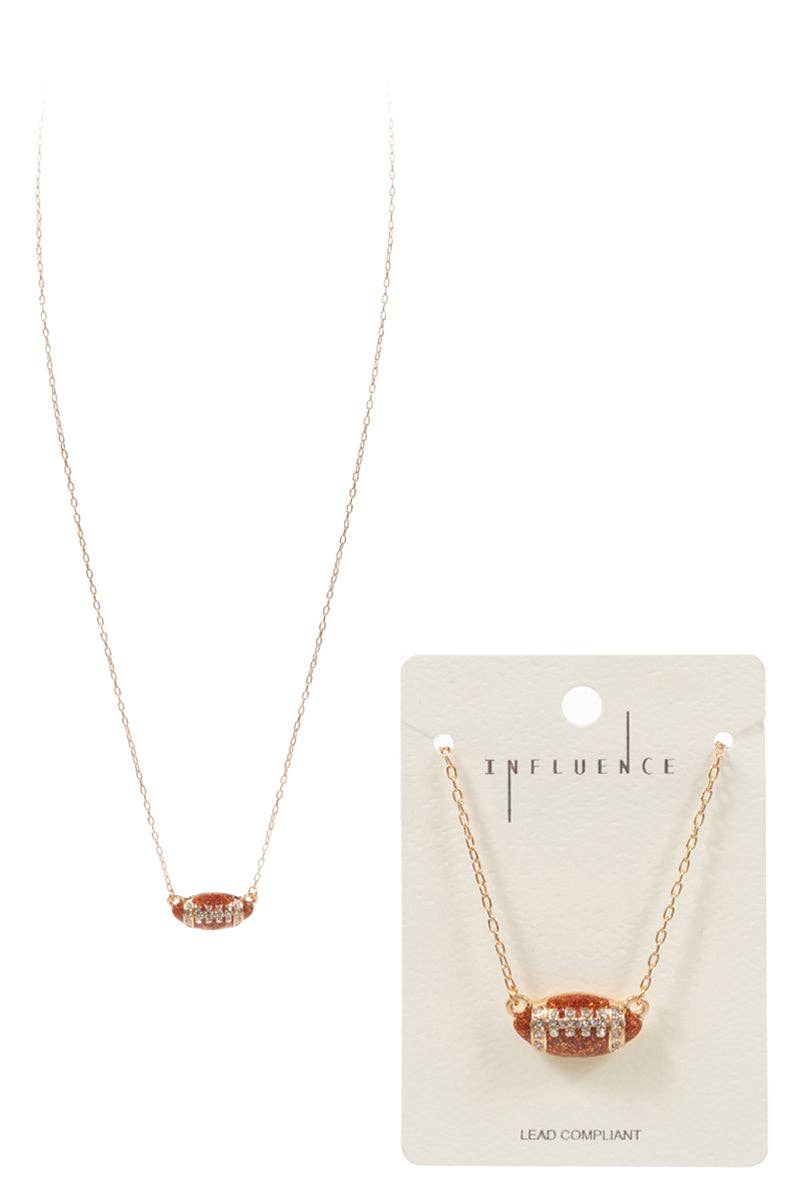 Designature New York – Engroshandel Led/kæde halskæde – Gameday fodboldformet emalje kort halskæde1