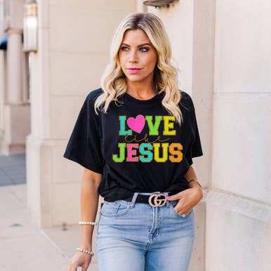 Trendy Transfers - Wholesale Sublimation Transfer - Love Like Jesus Faux Chenille DTF Heat Transfer
