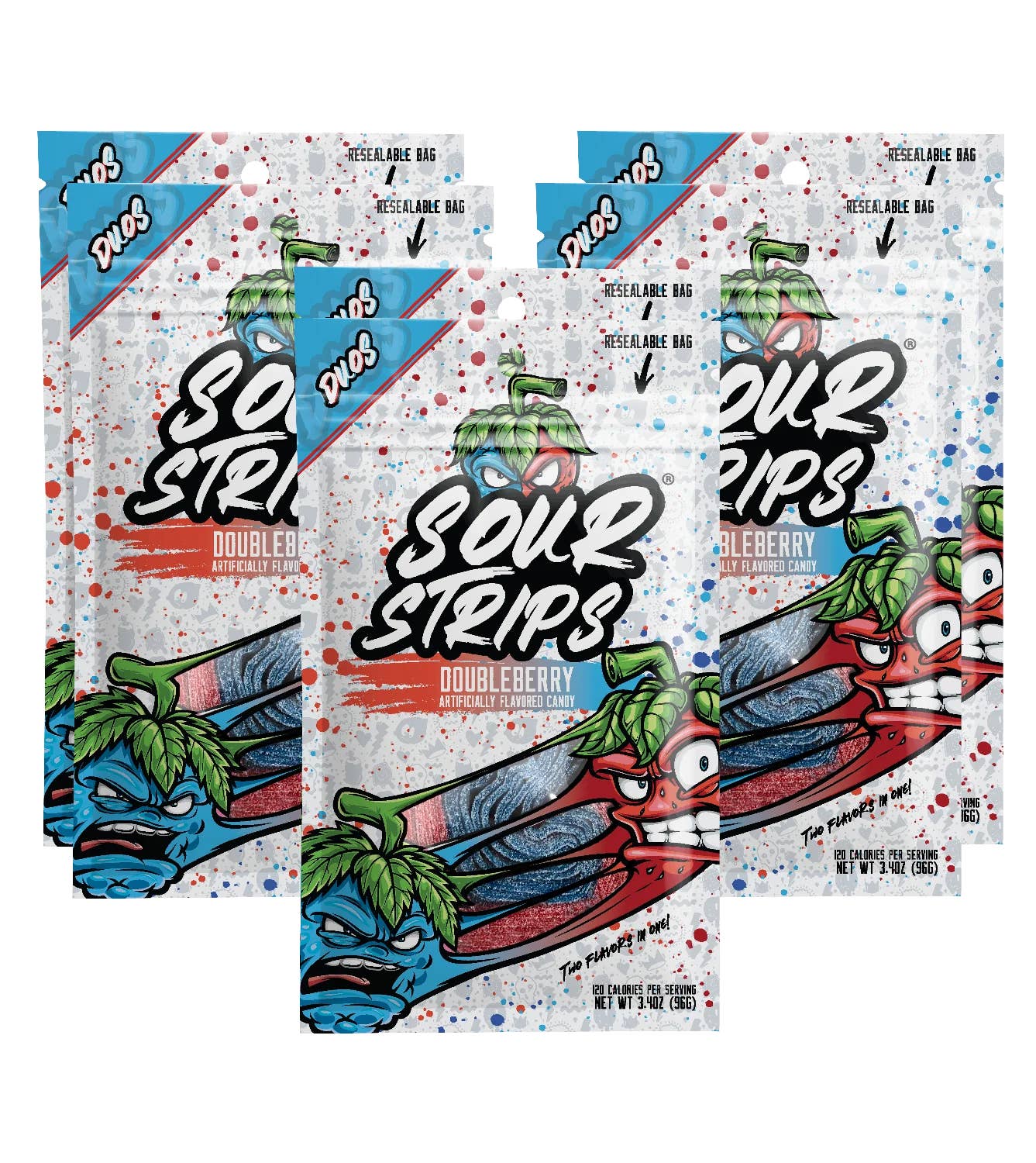 3D Enterprise - Wholesale Gummy - Sour Strips Doubleberry (3.4oz.) 6-Pack