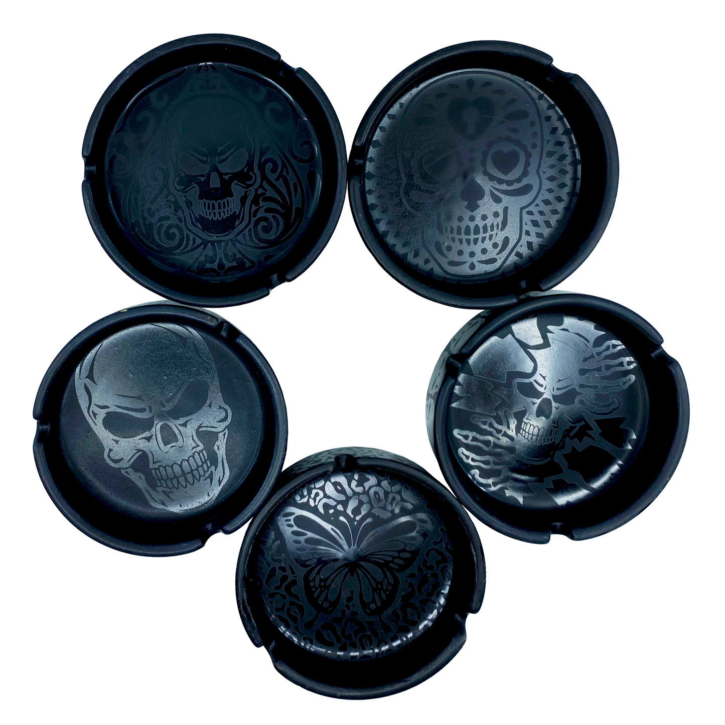 Novelty Brands - Wholesale Ashtray - Smokezilla Ceramic Round Black Ashtray - 5/Display1