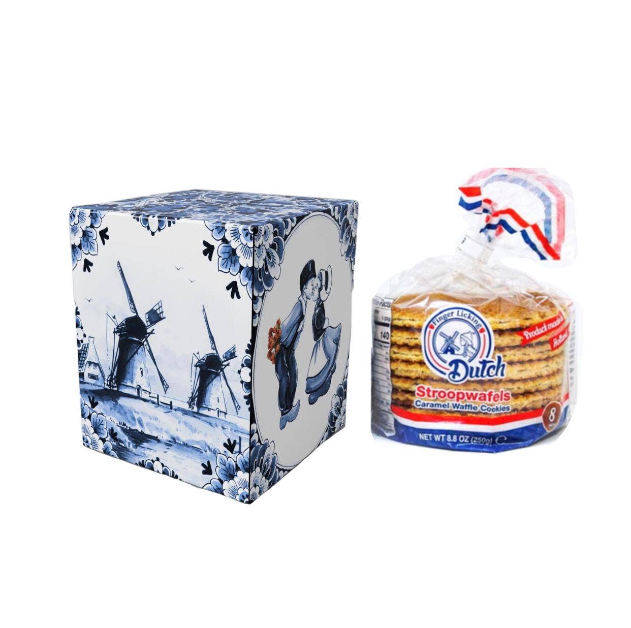 Finger Licking Dutch Stroopwafel Cookies - Wholesale Cookie - Gift Box w/8-Stroopwafel Cookies,(QTY:12) Dutch Delft Blue10