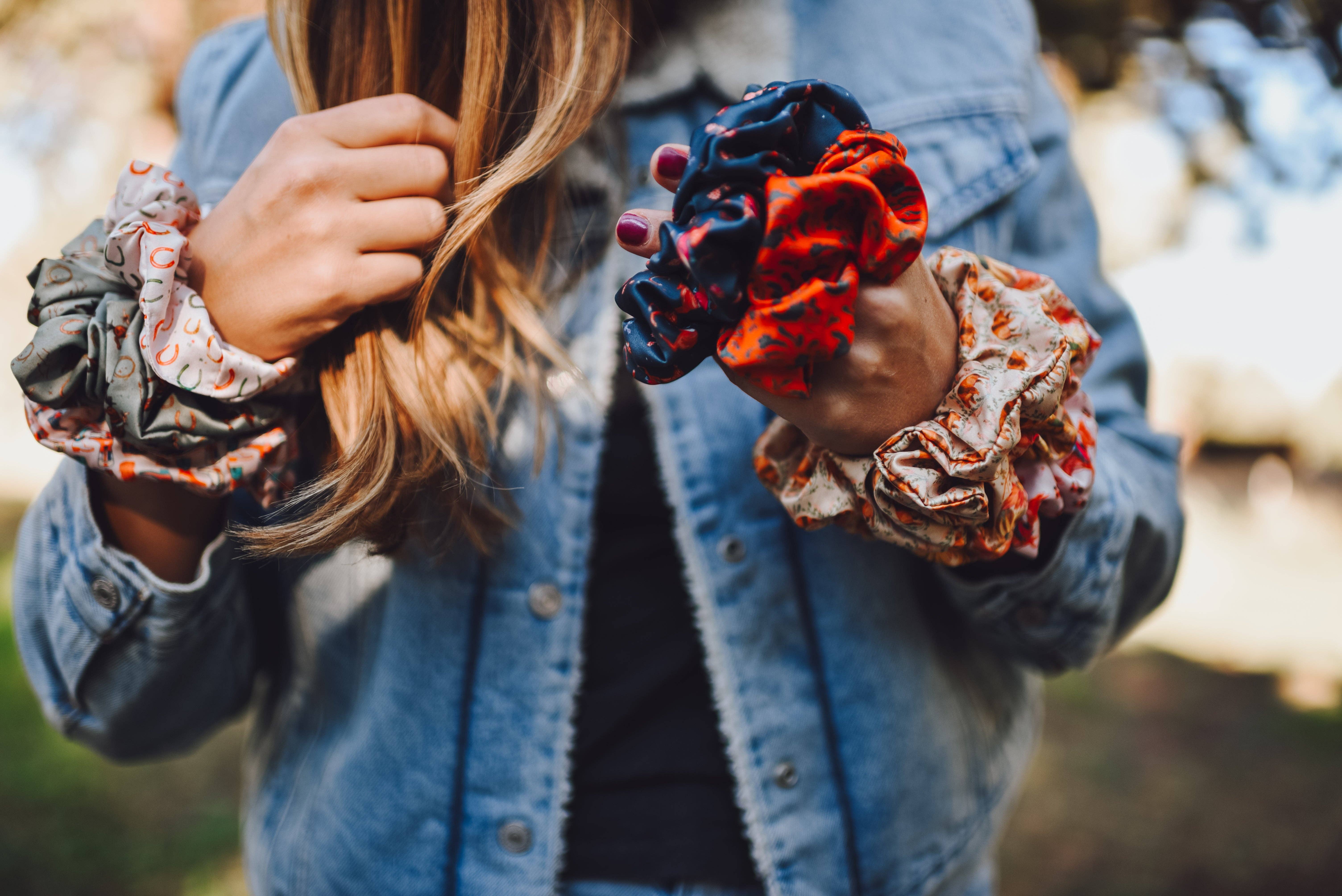 Tirzah Lane Art - Wholesale Scrunchie - Women's - Brunette Cowgirl and Horse Scrunchie Cowgirl Hair Accessory4