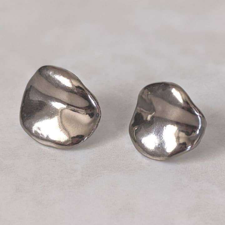 Bean Platinum Stud Earrings for wholesale by Rach Richardson