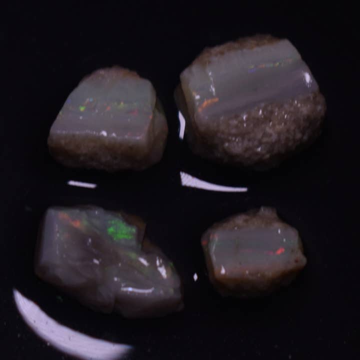 Mintabie Semi-Black Opals - 4 Count - 17.55ct #43 for wholesale by Calder Crystals