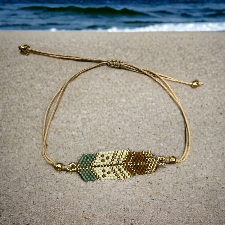 feather beaded bracelet miyuki beads handmade in bali for wholesale by Jade Pottery & DIY Studio
