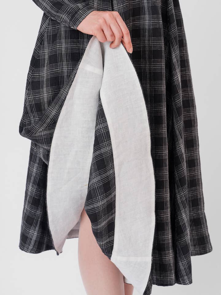 Night Garden Classic – Midi Linen Dress with Peter Pan Collar for wholesale on Faire33