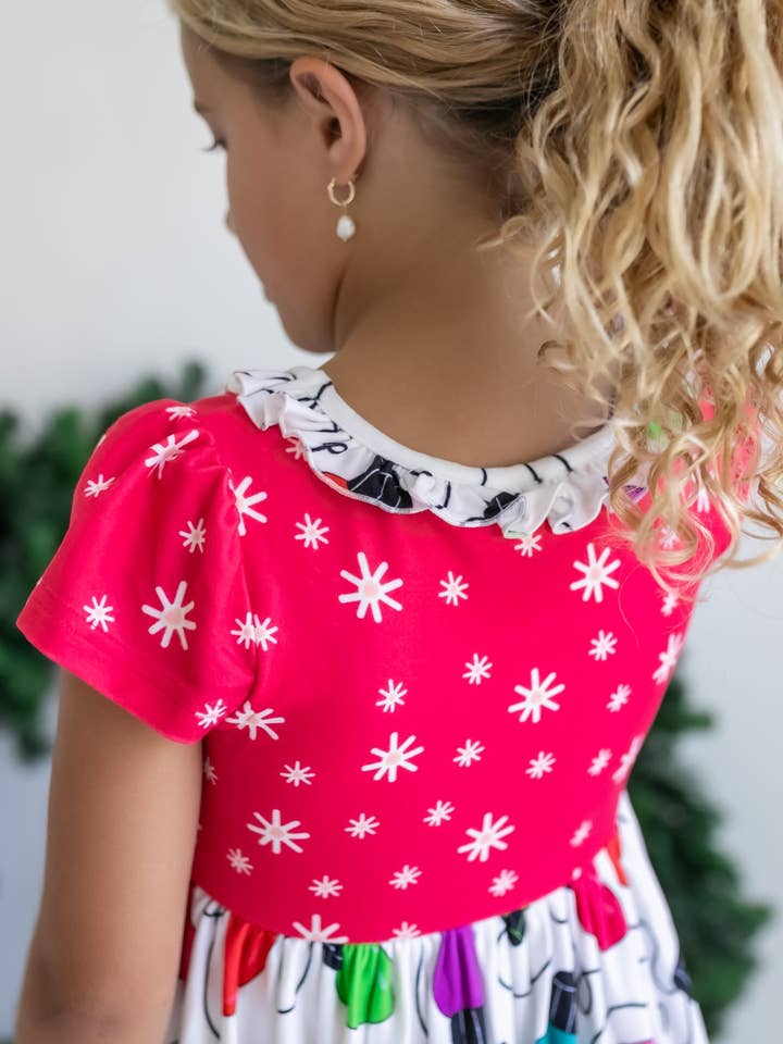 Oopsie Daisy - Wholesale Nightdress - Kids - Kids Christmas Holiday Lights Ruffle Lounge Play Gown