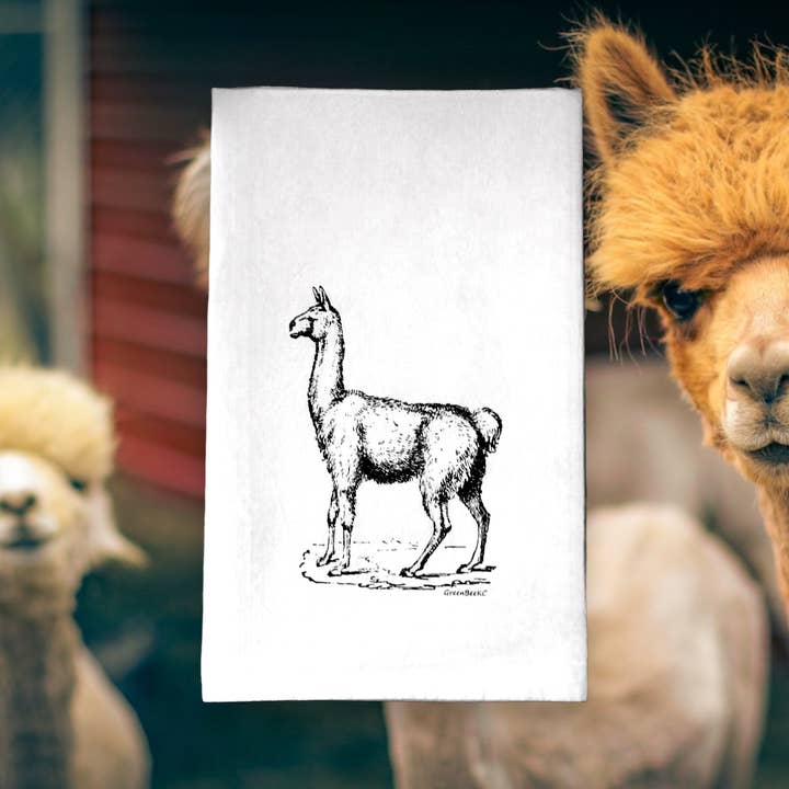 Black Llama Kitchen Towel | Tea Towels | Flour Sack Dish Towels for wholesale on Faire2