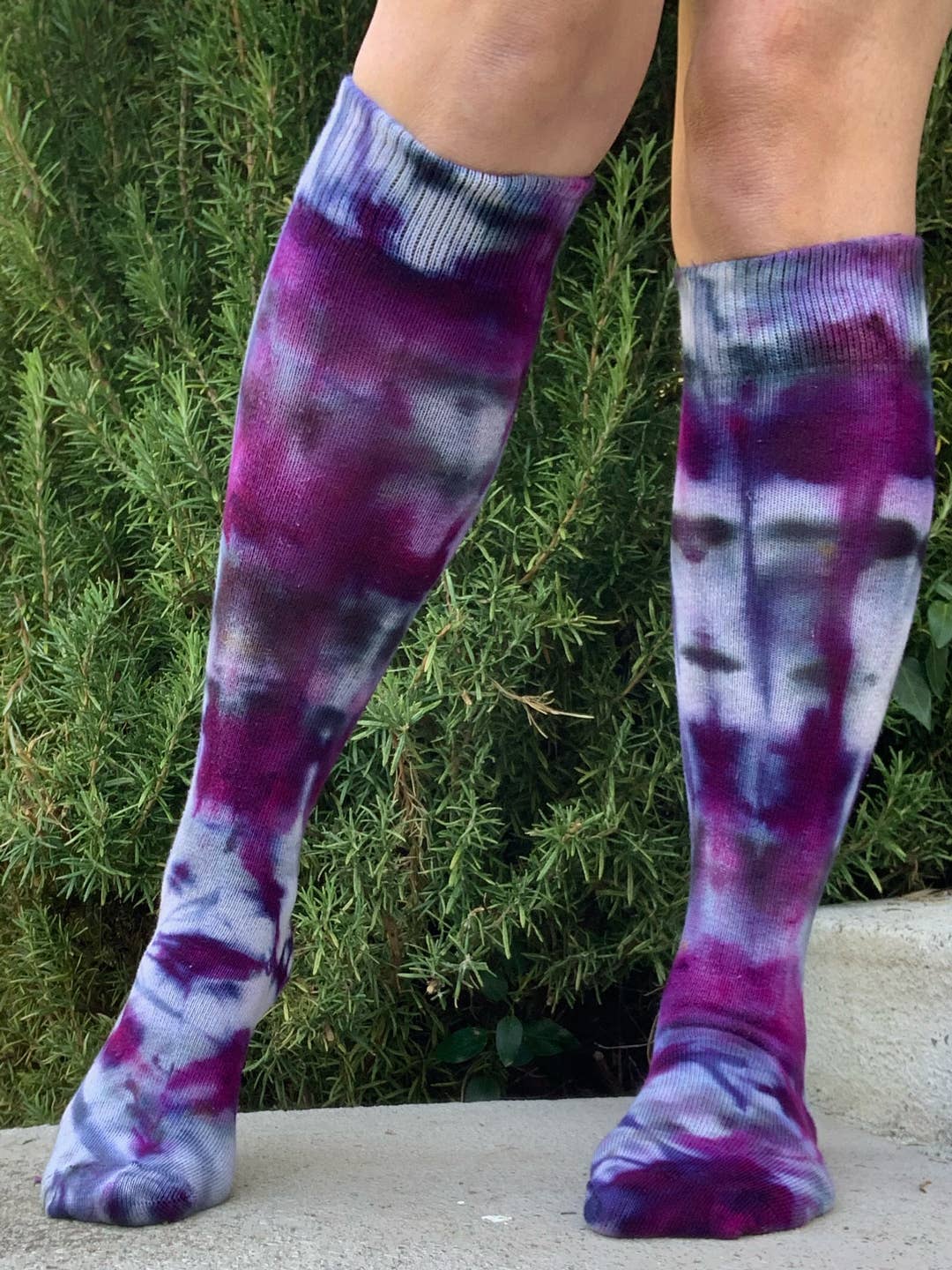 RocknSocks - Wholesale Socks - Women's - Purple Rain Tie Dye Organic Cotton Knee High1