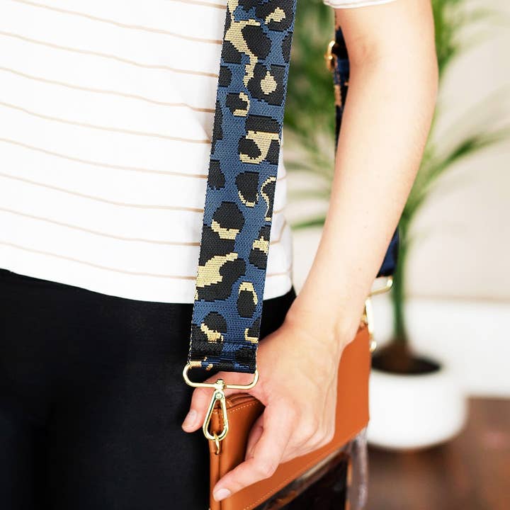 Viv&Lou – wholesale Bag strap – women's – Navy Leopard Crossbody Strap1