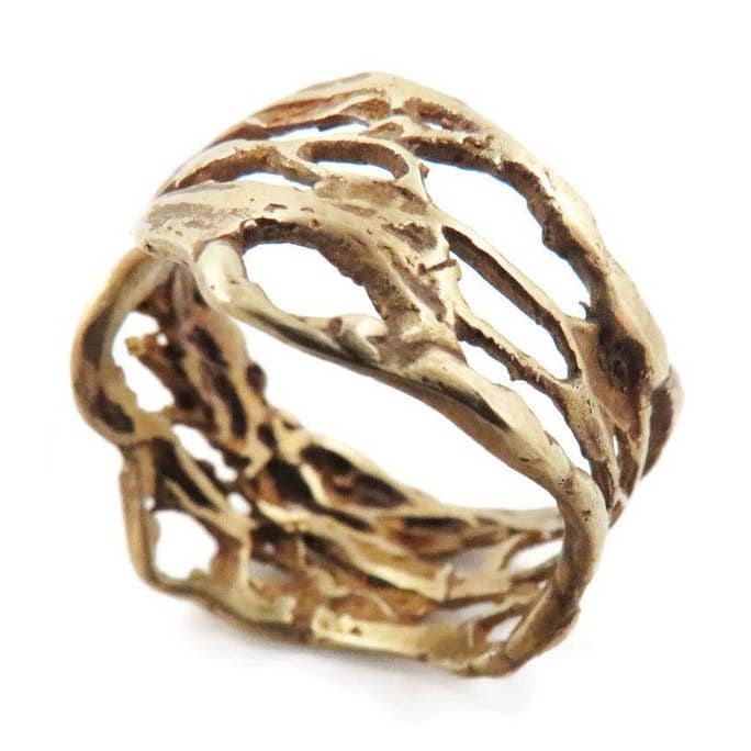 Anel Ajustável de Bronze Orgânico por atacado de Kimya Joyas