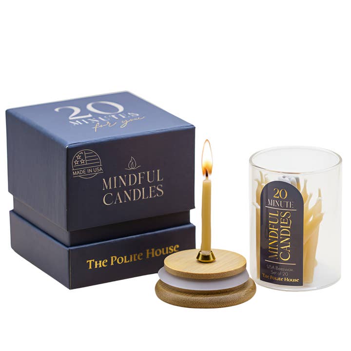 20-Minute Beeswax Candles- In Glass Jar With Gift Box for wholesale by The Polite House