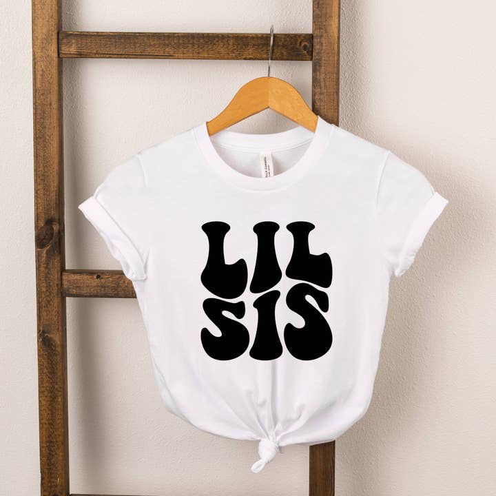 Olive And Ivory Wholesale - Wholesale Screen Printed T-Shirt - Kids - Lil Sis Wavy | Sister | Toddler Short Sleeve Crew Neck1