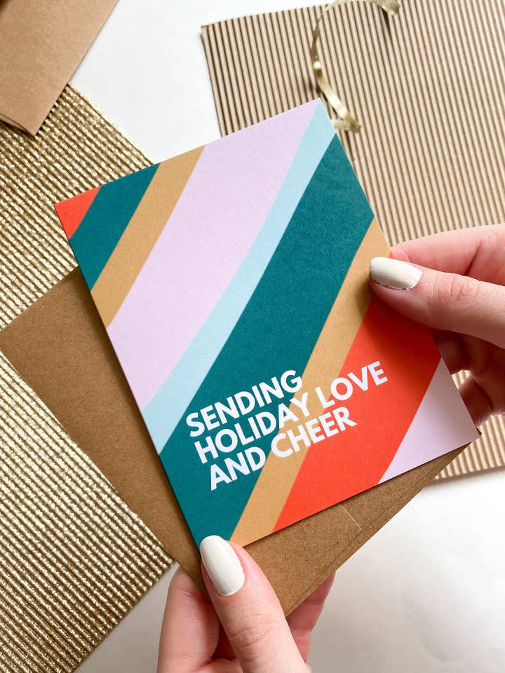 Sending Holiday Love and Cheer Holiday Card for wholesale by Five Dot Post