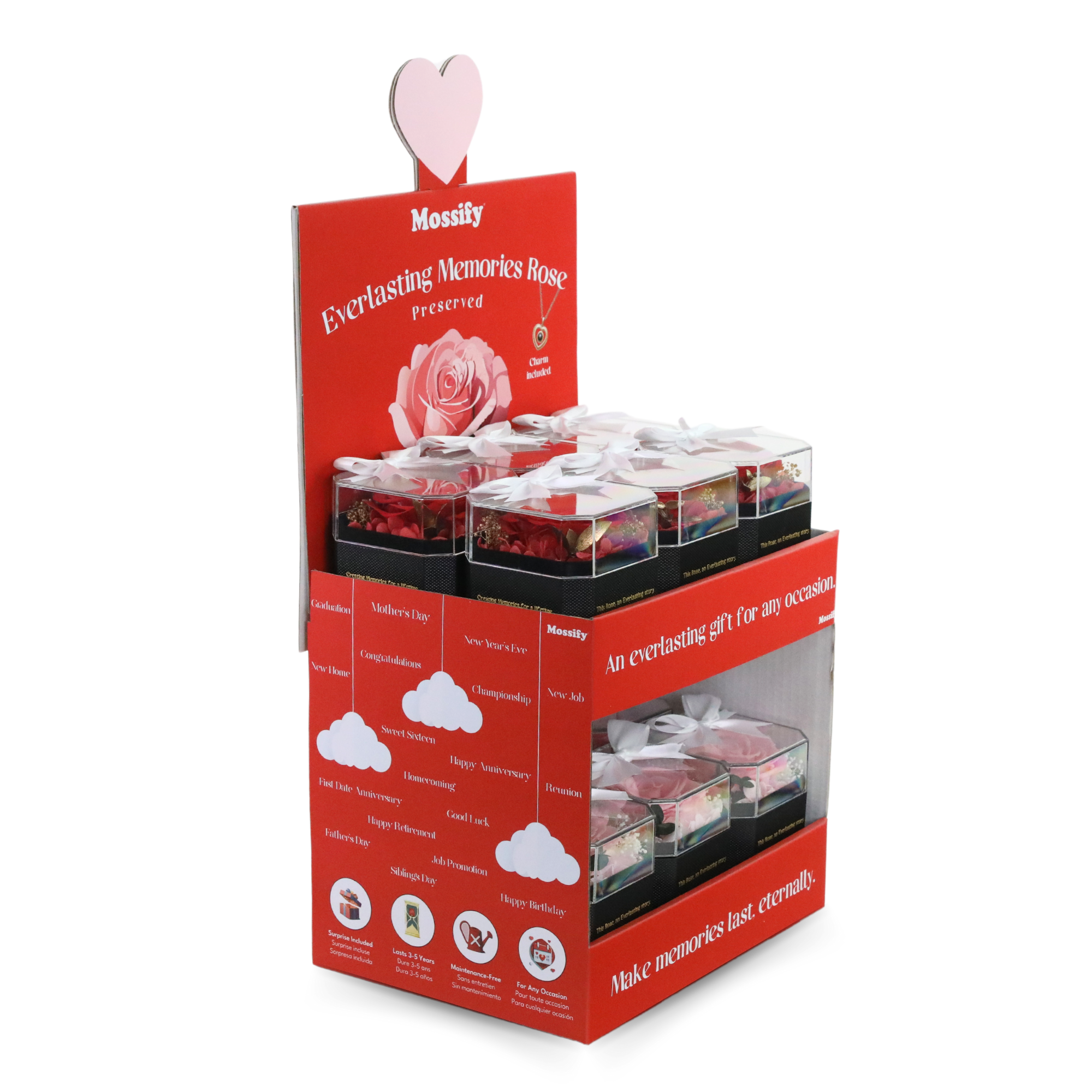 Mossify - Wholesale Artificial Flowers - Everlasting Memories Rose – Display Included Gift Flower6