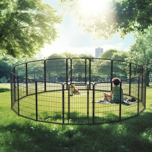 6/8/16 Panels Metal Playpen with Door, 39.37" H Dog Fence for wholesale by 39F Inc.