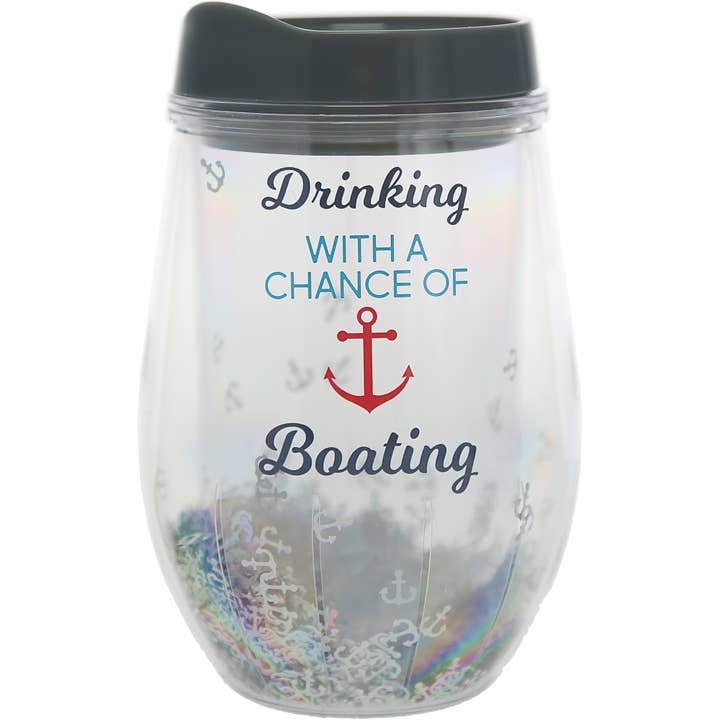 Pavilion - Wholesale Wine Glass - Boating - 12 oz Acrylic Stemless Wine Glass with Lid