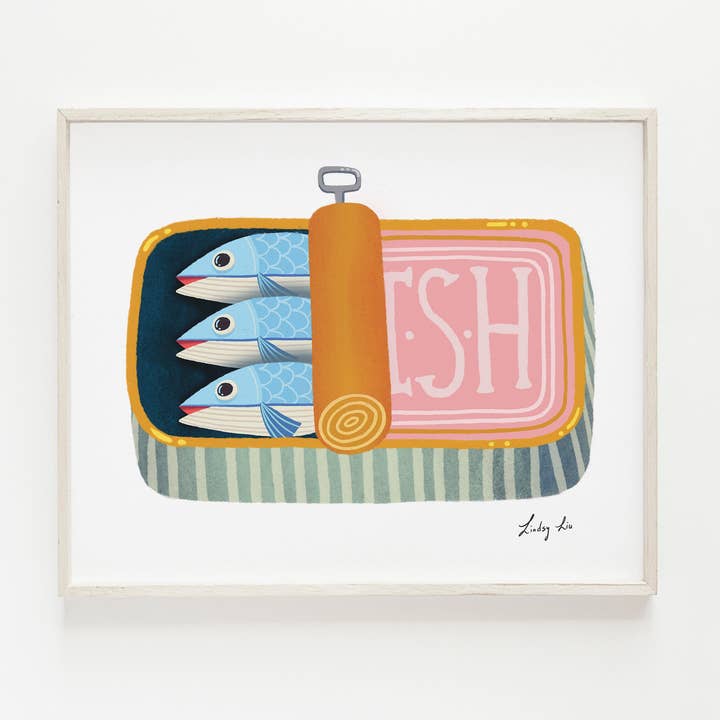 Tirage d'art Sardine pour la vente par Happy Little Paper Co