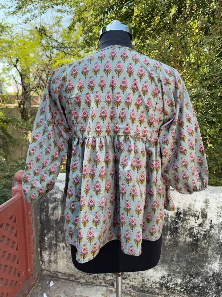 Bhawana Handicrafts - Wholesale Dress - Women's - Small Floral Printed Causal Cotton Mini Dress Kyra Tunic Top3