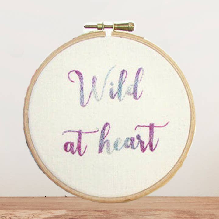 Affirmation embroidered wall decor - Wild at Heart for wholesale by Bailey Whin