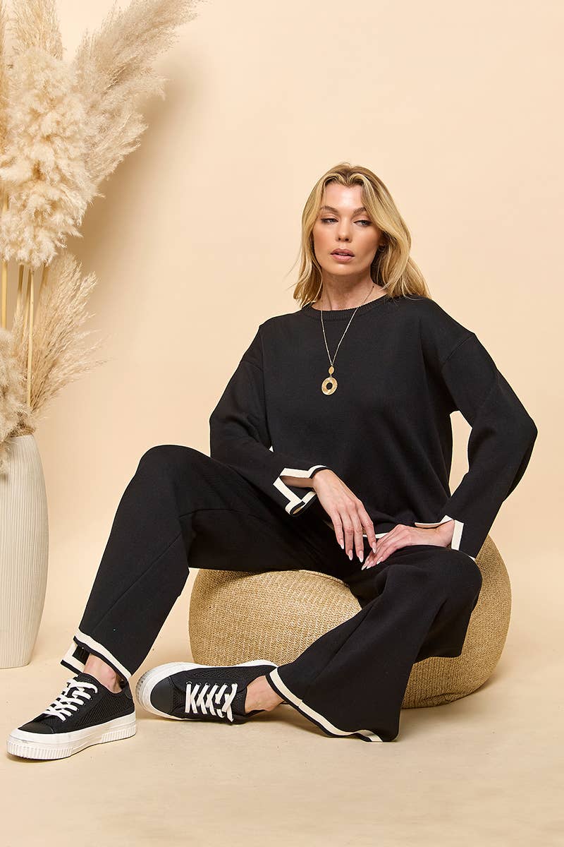 Cezele - Wholesale Lounge Set - Women's - Long Sleeves and Wide Leg Pants Matching Set2