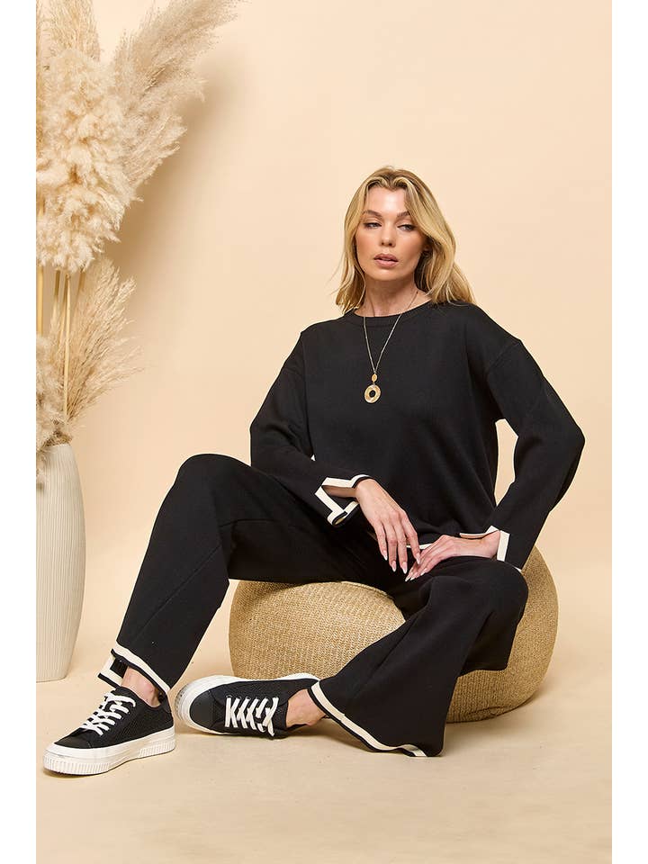 Cezele - Wholesale Lounge Set - Women's - Long Sleeves and Wide Leg Pants Matching Set2