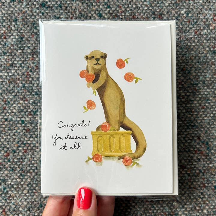 John Dory Greeting Card - Otter on Pedestal- Congratulations for wholesale by Fresh Fish