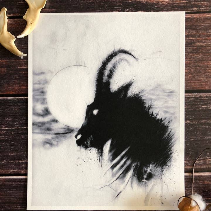 Andy Sciazko Art - Wholesale Art Print - Black Phillip - Goat Baphomet- Gothic Art Print