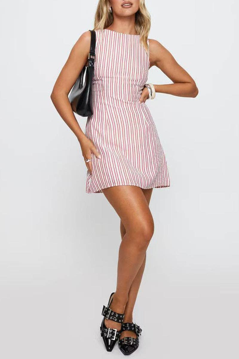 Mccolin - Wholesale Dress - Women's - Striped Sleeveless Casual Dress8